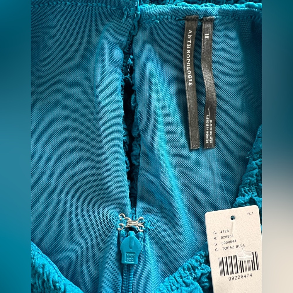 Anthropologie Textured Blue Mini Dress - Picture 8 of 12